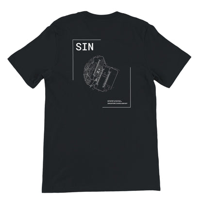 Black SIN Airport Diagram T-Shirt Back