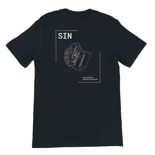 Black SIN Airport Diagram T-Shirt Back