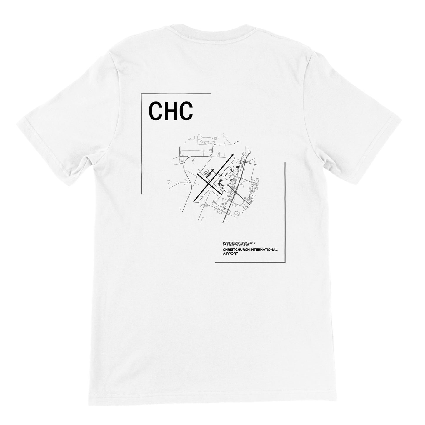 White CHC Airport Diagram T-Shirt Back