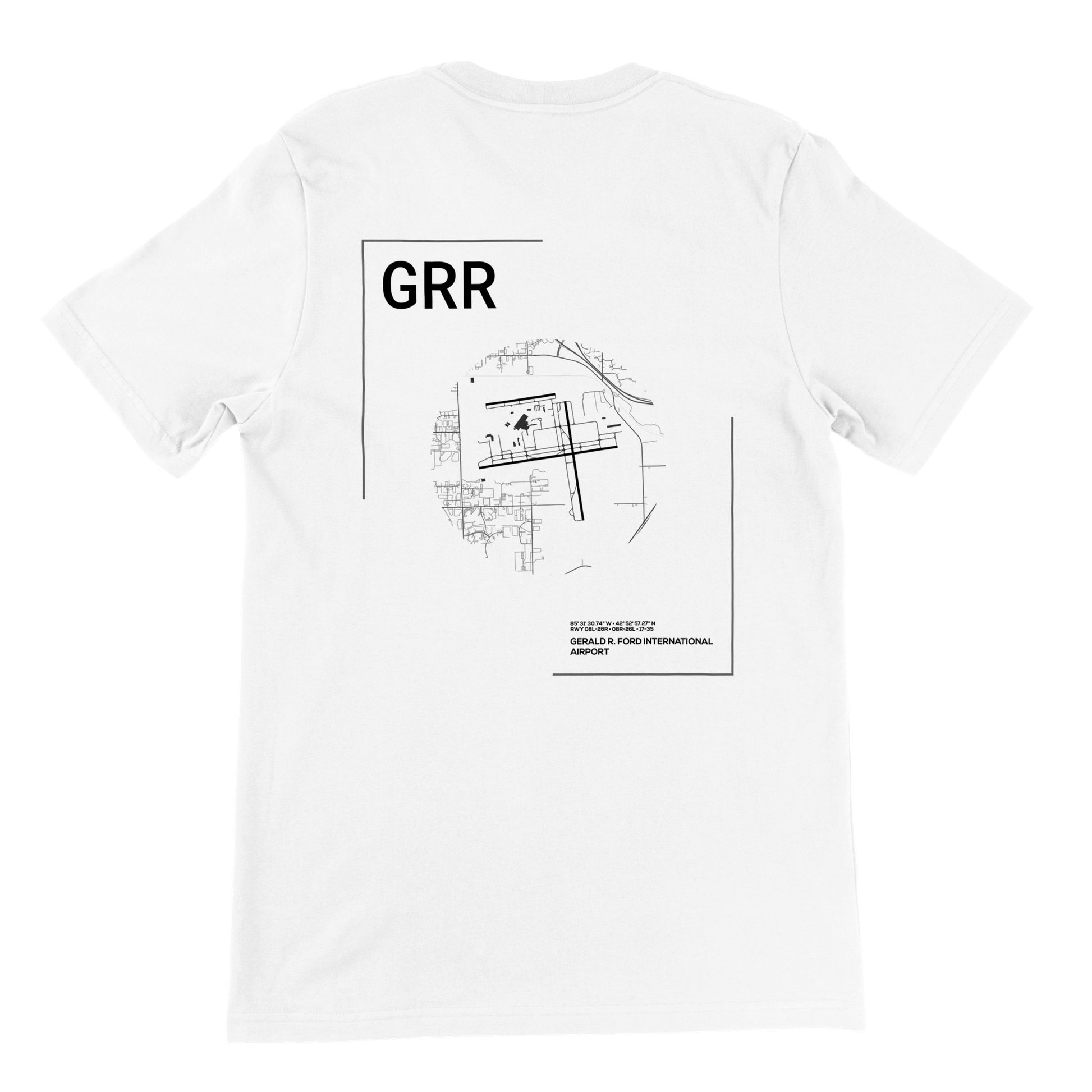 White GRR Airport Diagram T-Shirt Back