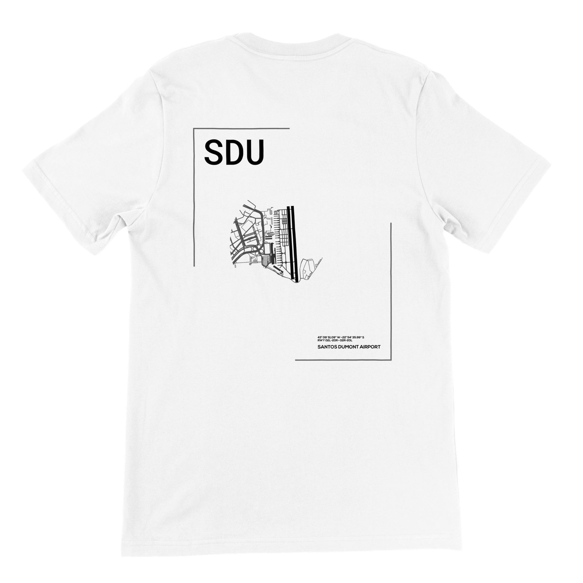 White SDU Airport Diagram T-Shirt Back