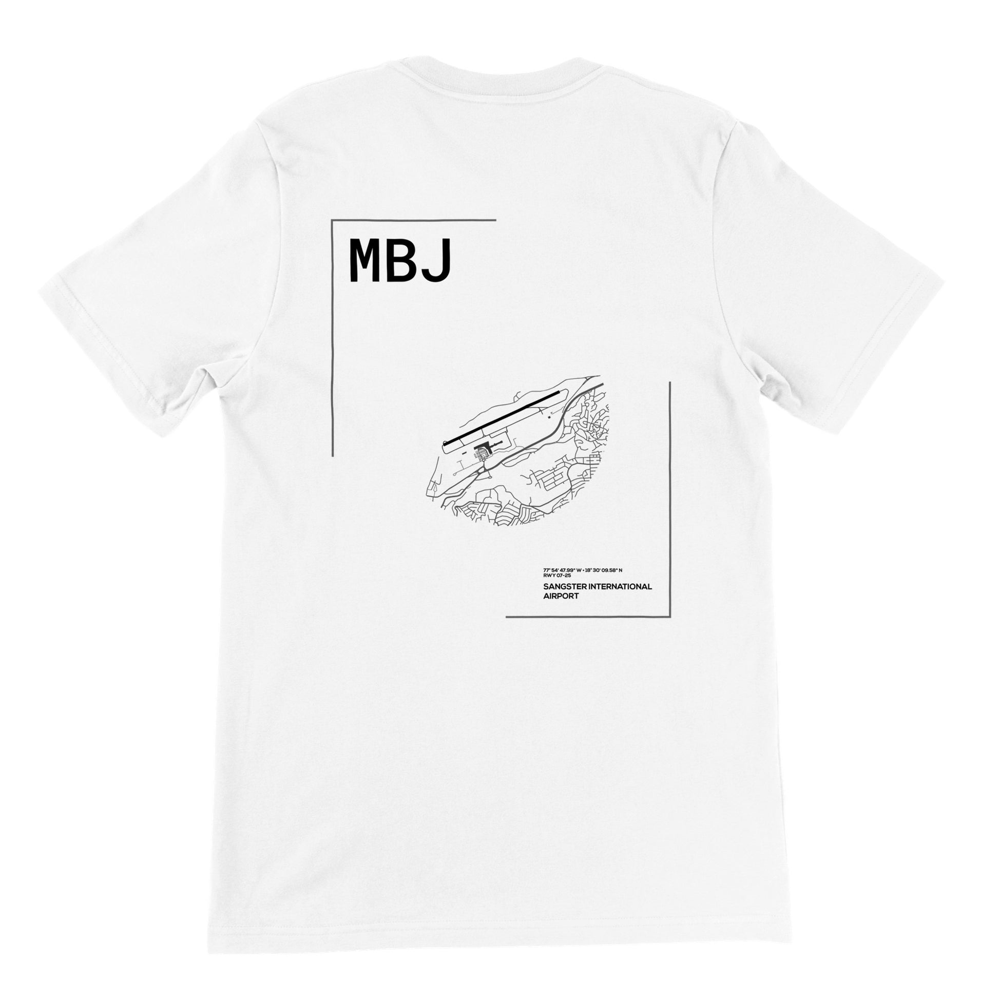 White MBJ Airport Diagram T-Shirt Back