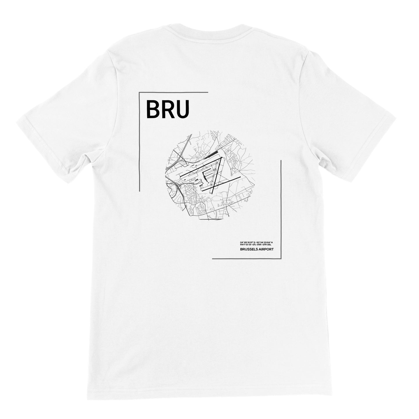 White BRU Airport Diagram T-Shirt Back