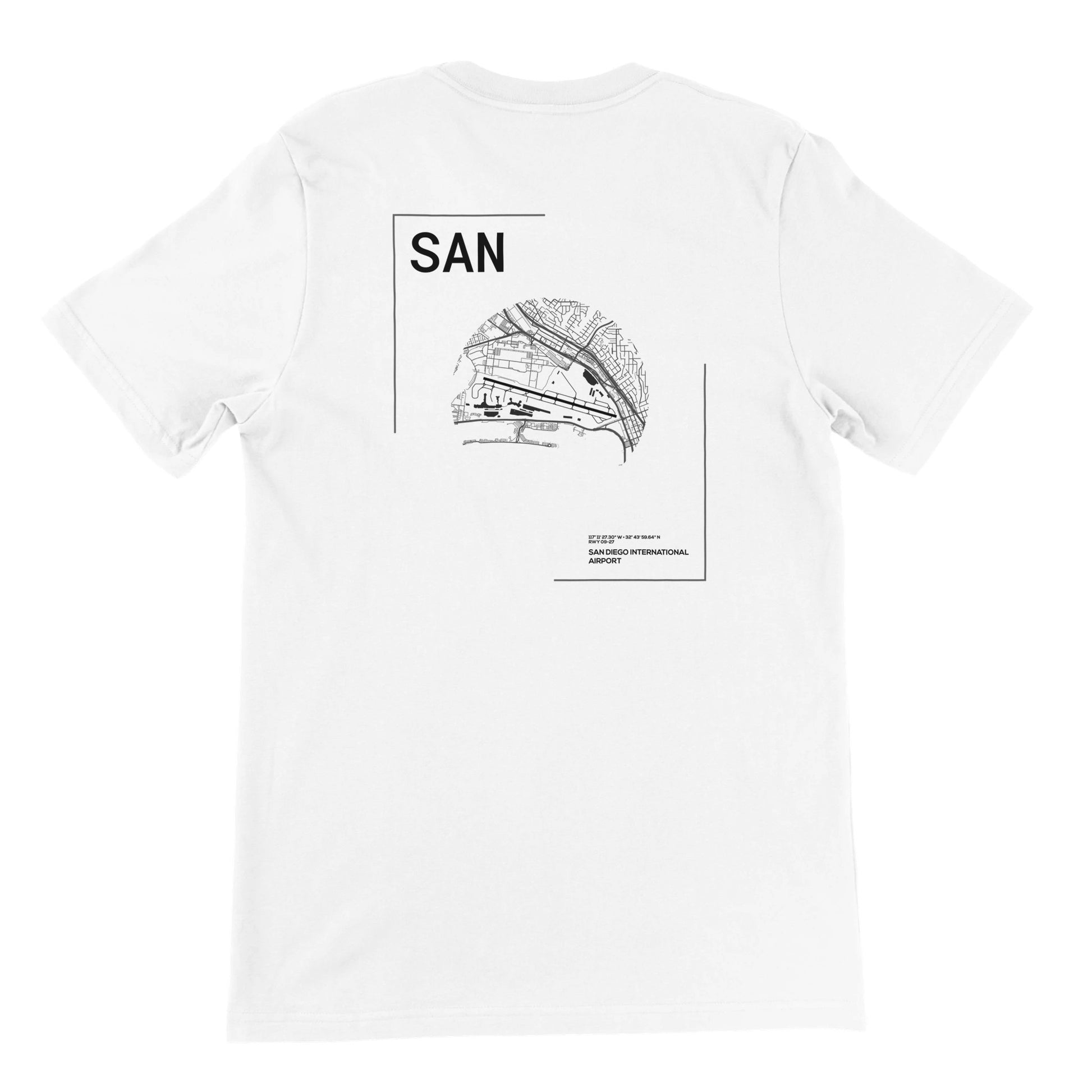 White SAN Airport Diagram T-Shirt Back