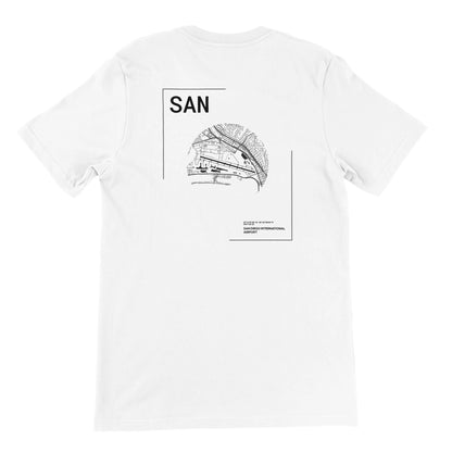 White SAN Airport Diagram T-Shirt Back