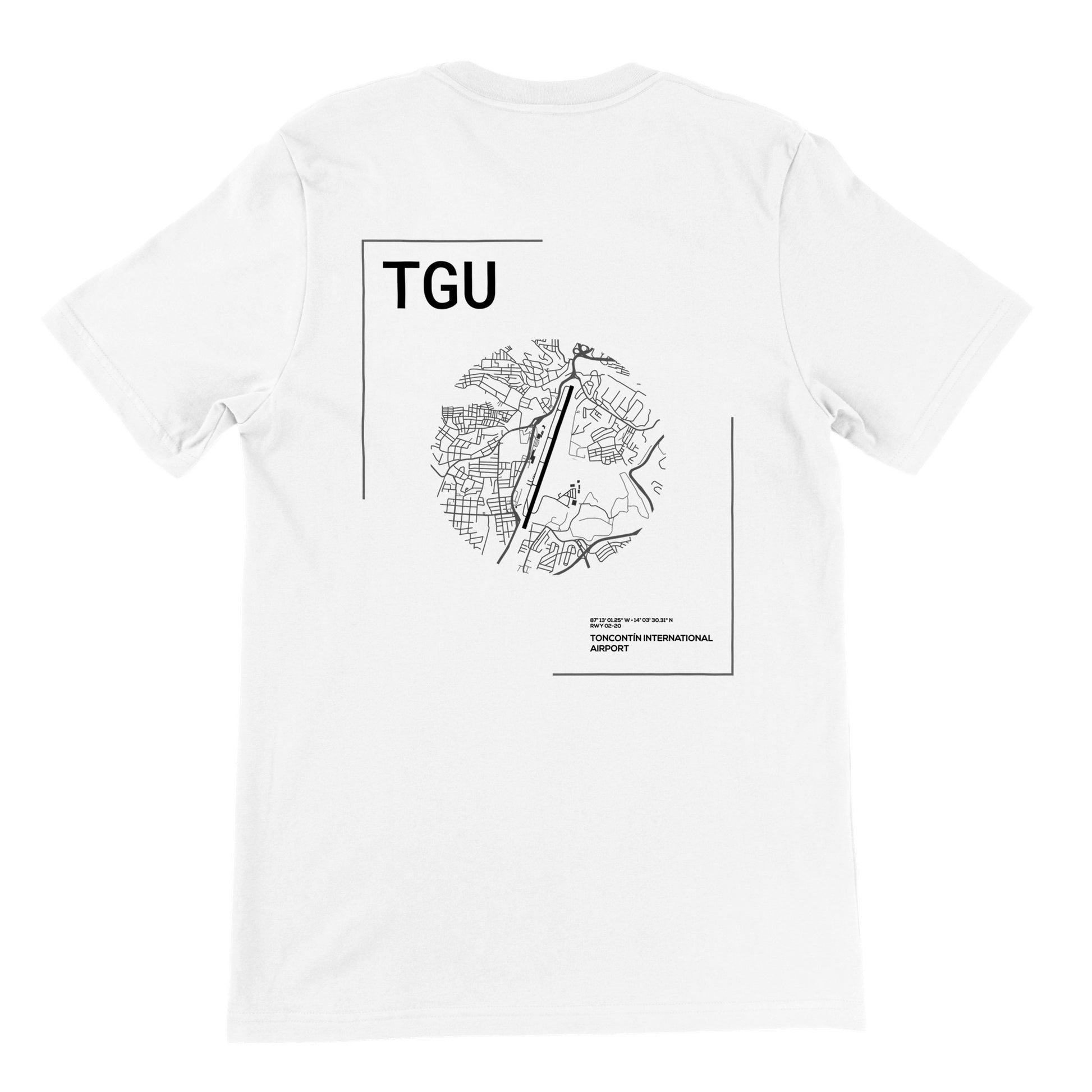 White TGU Airport Diagram T-Shirt Back