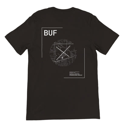 Black BUF Airport Diagram T-Shirt Back