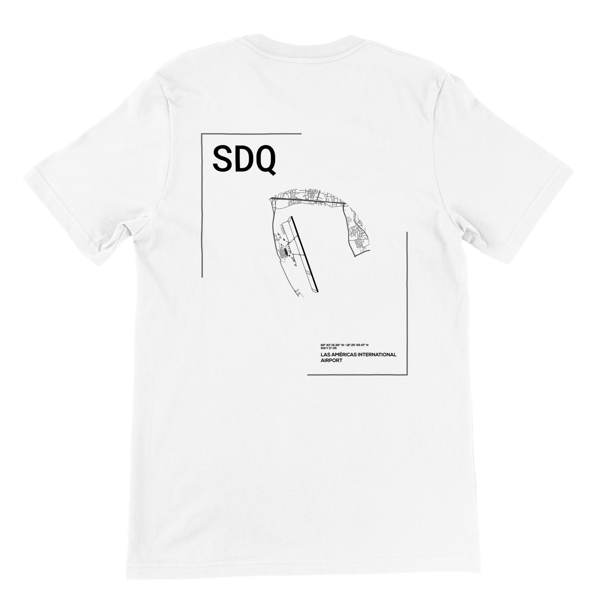 White SDQ Airport Diagram T-Shirt Back