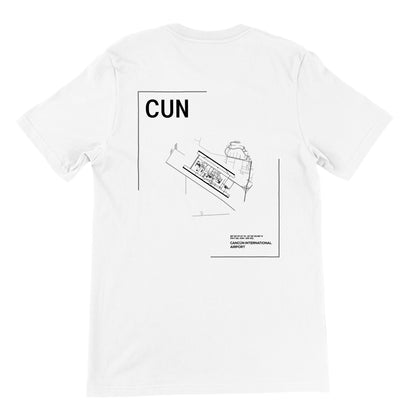 White CUN Airport Diagram T-Shirt Back