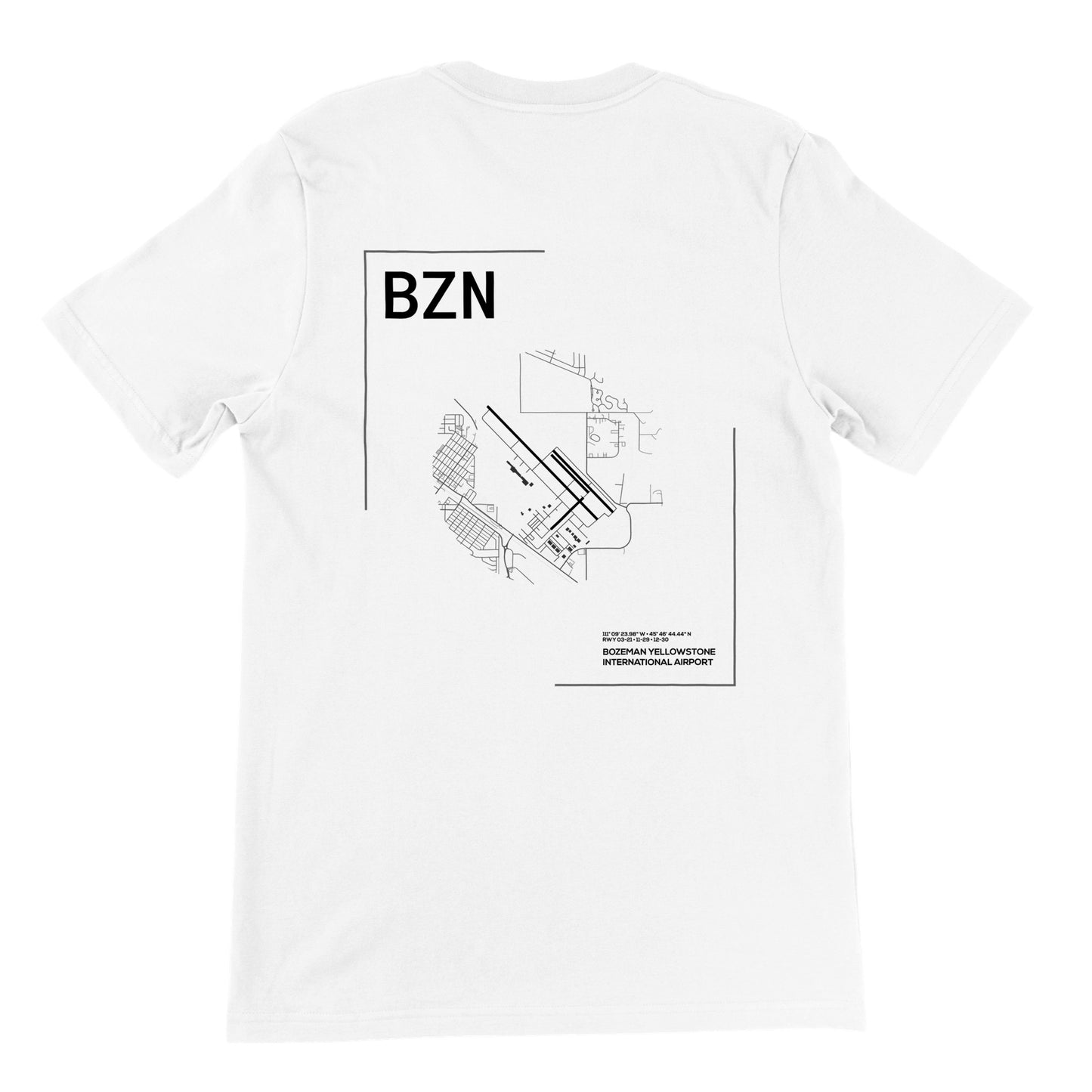 White BZN Airport Diagram T-Shirt Back