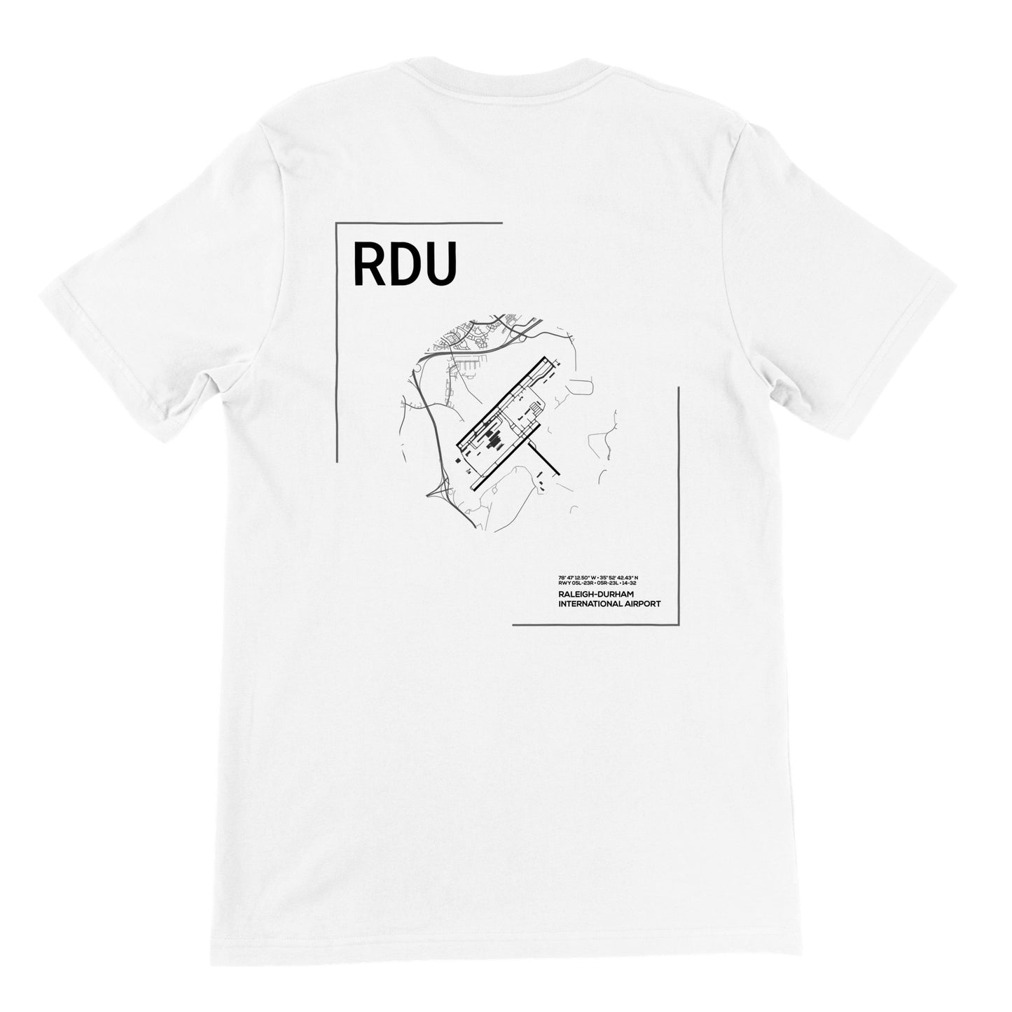 White RDU Airport Diagram T-Shirt Back
