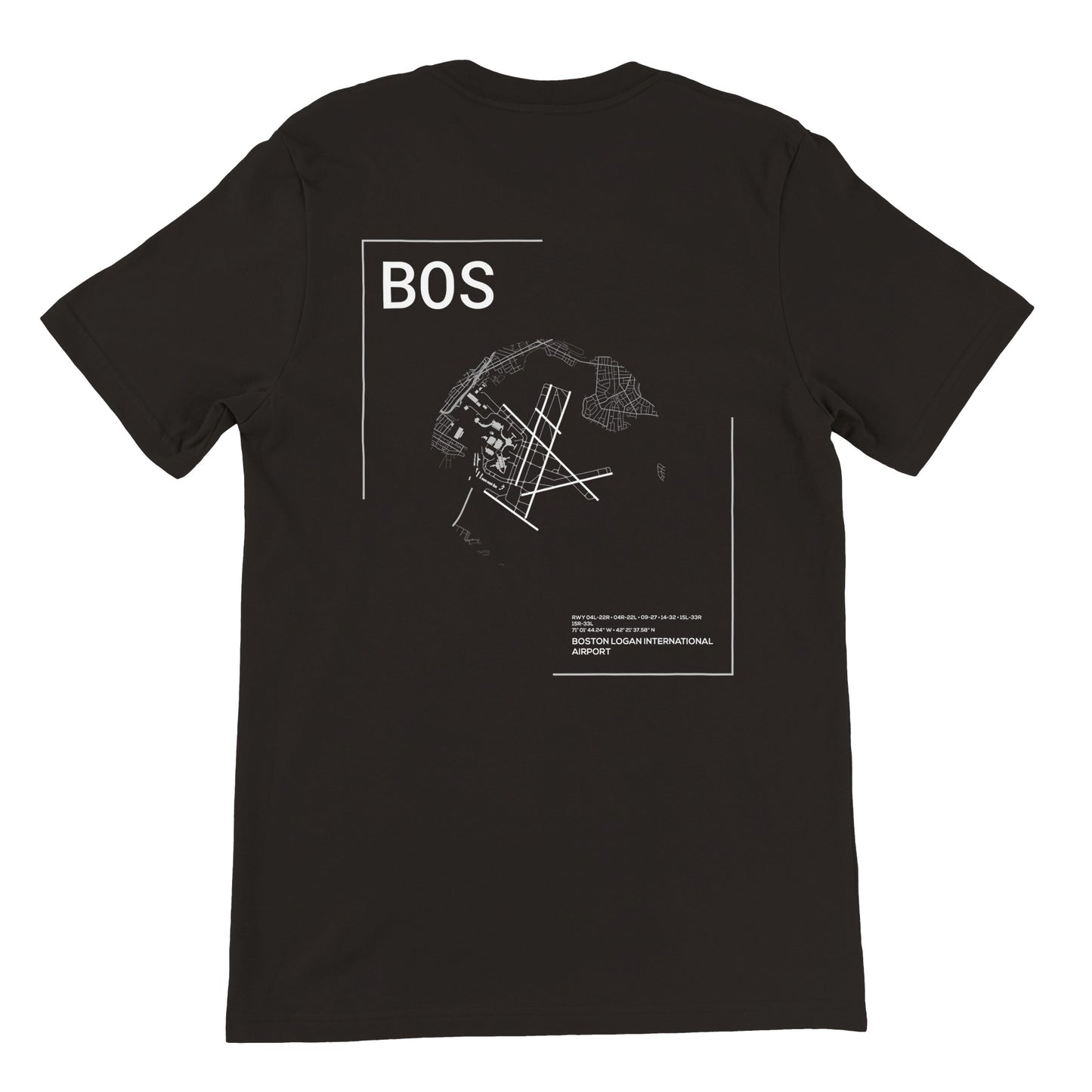 Black BOS Airport Diagram T-Shirt Back