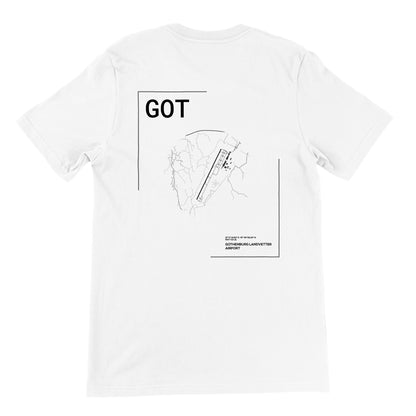 White GOT Airport Diagram T-Shirt Back