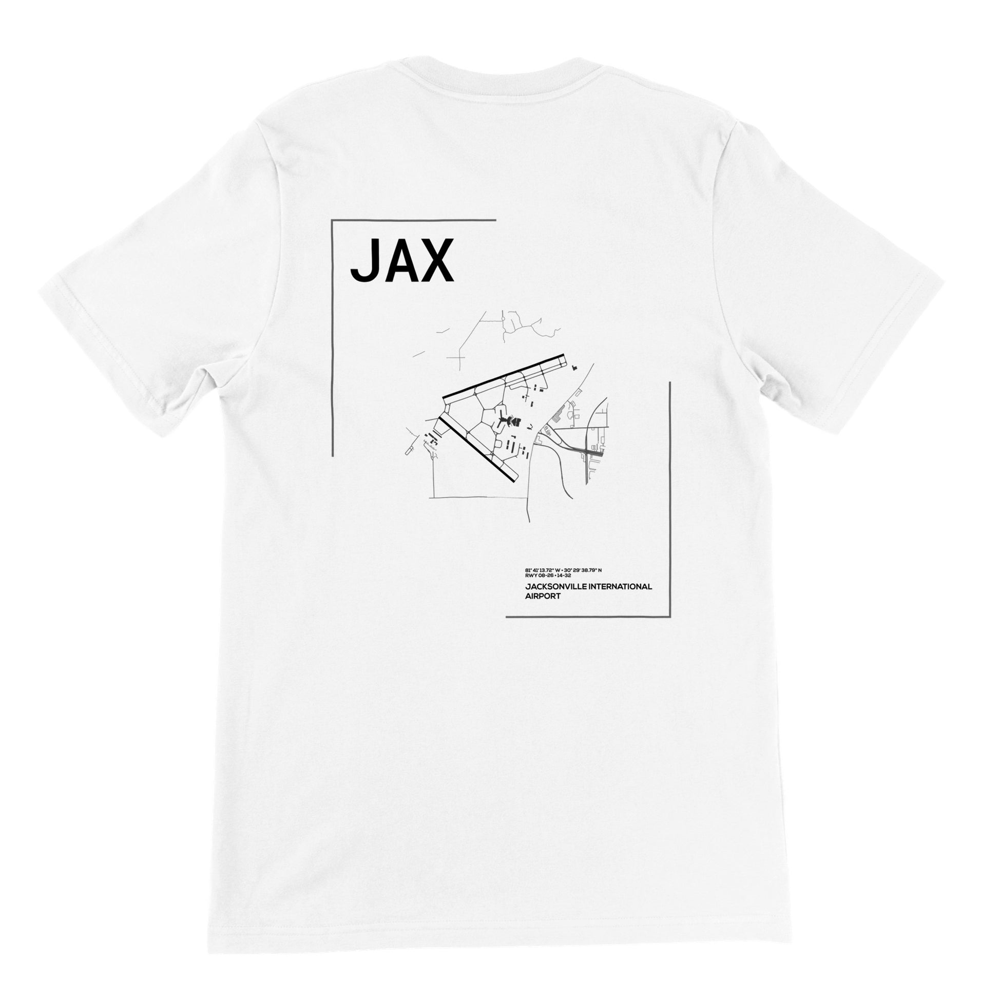 White JAX Airport Diagram T-Shirt Back