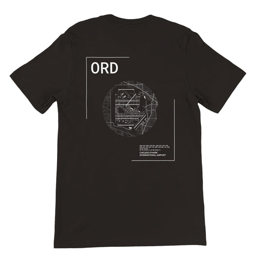 Black ORD Airport Diagram T-Shirt Back