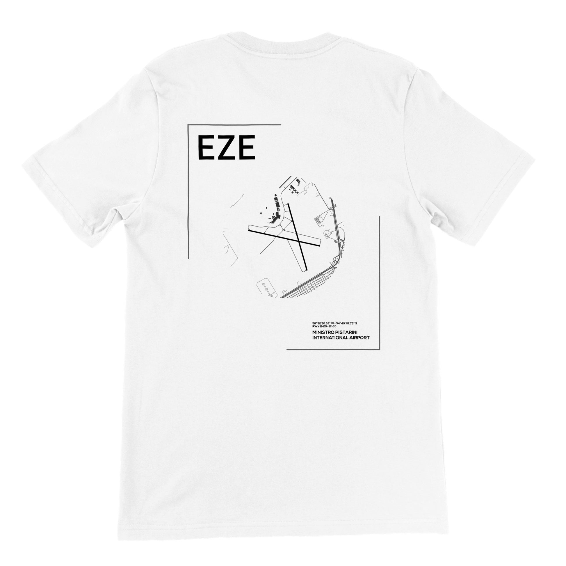 White EZE Airport Diagram T-Shirt Back