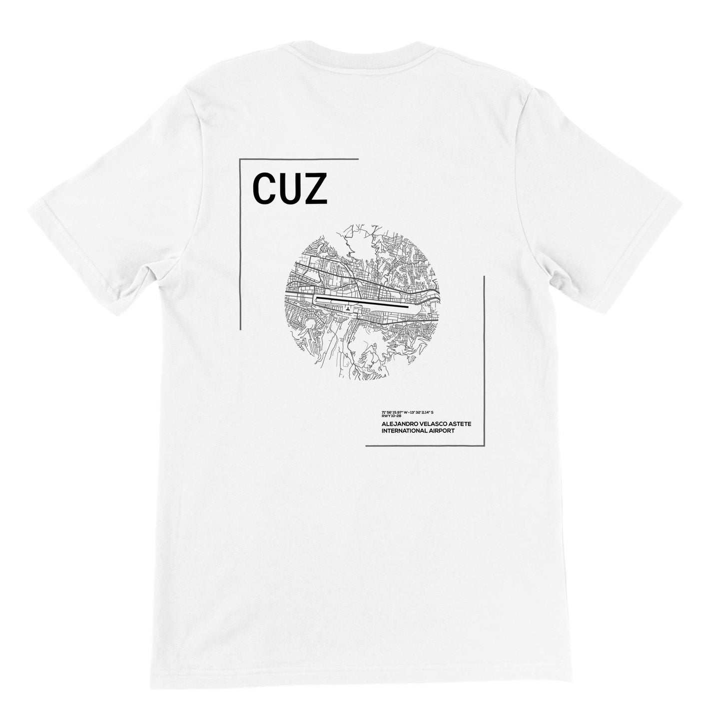 White CUZ Airport Diagram T-Shirt Back