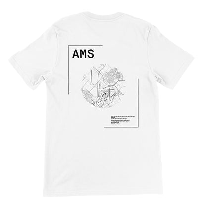 White AMS Airport Diagram T-Shirt Back