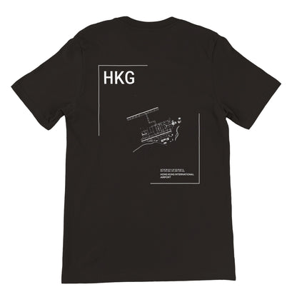 Black HKG Airport Diagram T-Shirt Back