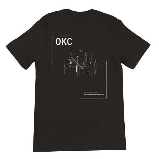Black OKC Airport Diagram T-Shirt Back