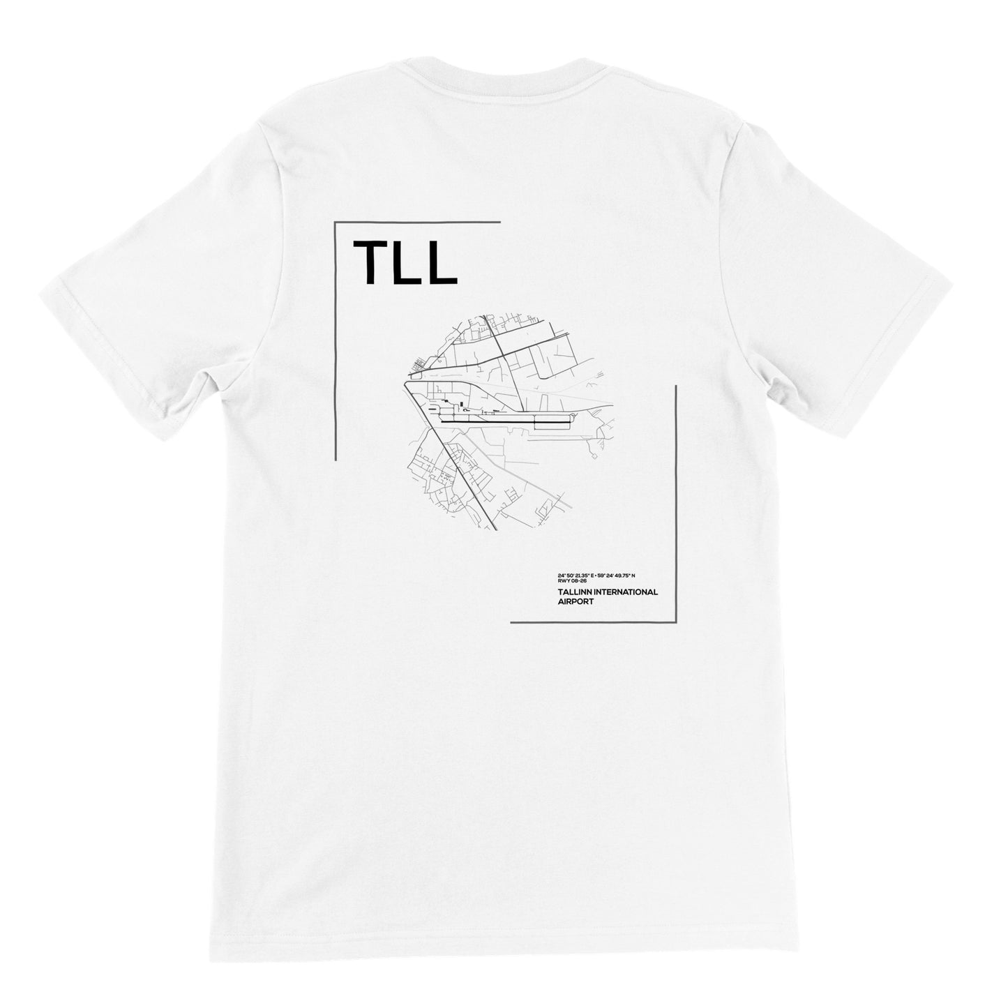White TLL Airport Diagram T-Shirt Back