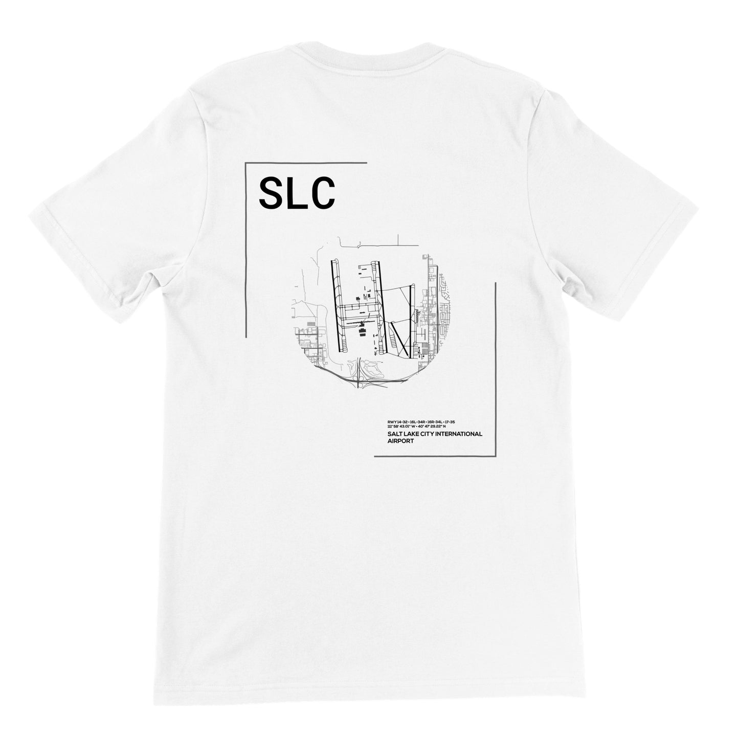 White SLC Airport Diagram T-Shirt Back