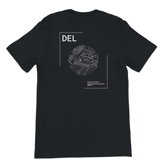 Black DEL Airport Diagram T-Shirt Back