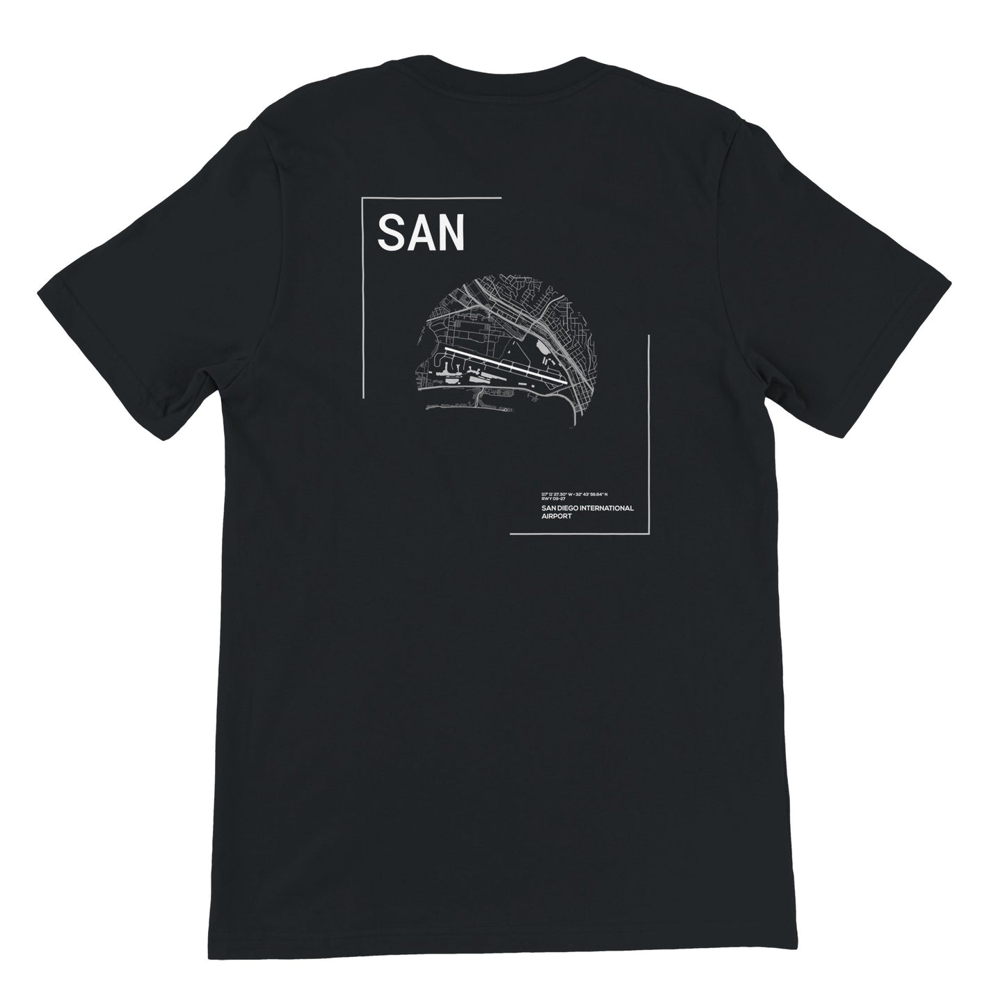 Black SAN Airport Diagram T-Shirt Back