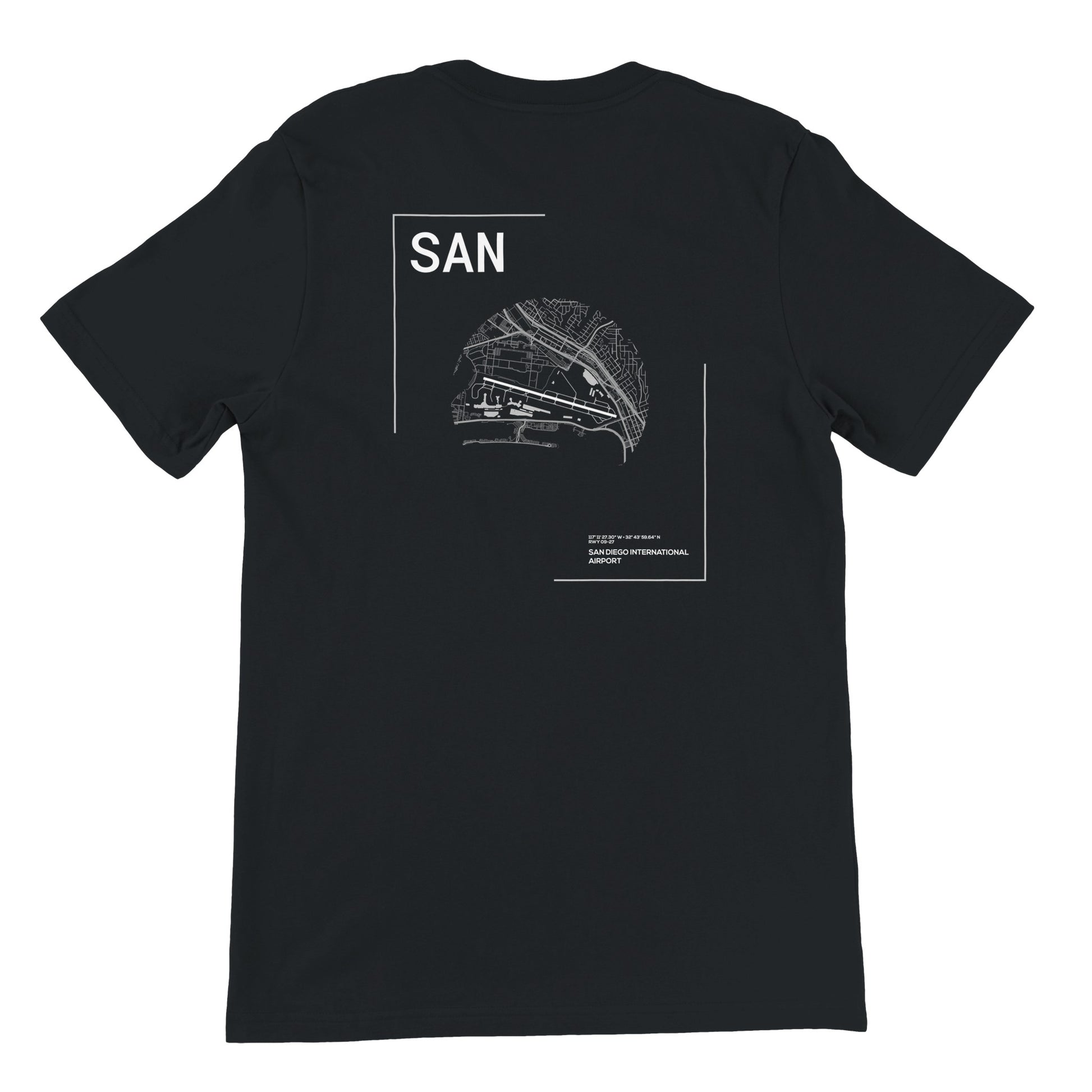 Black SAN Airport Diagram T-Shirt Back