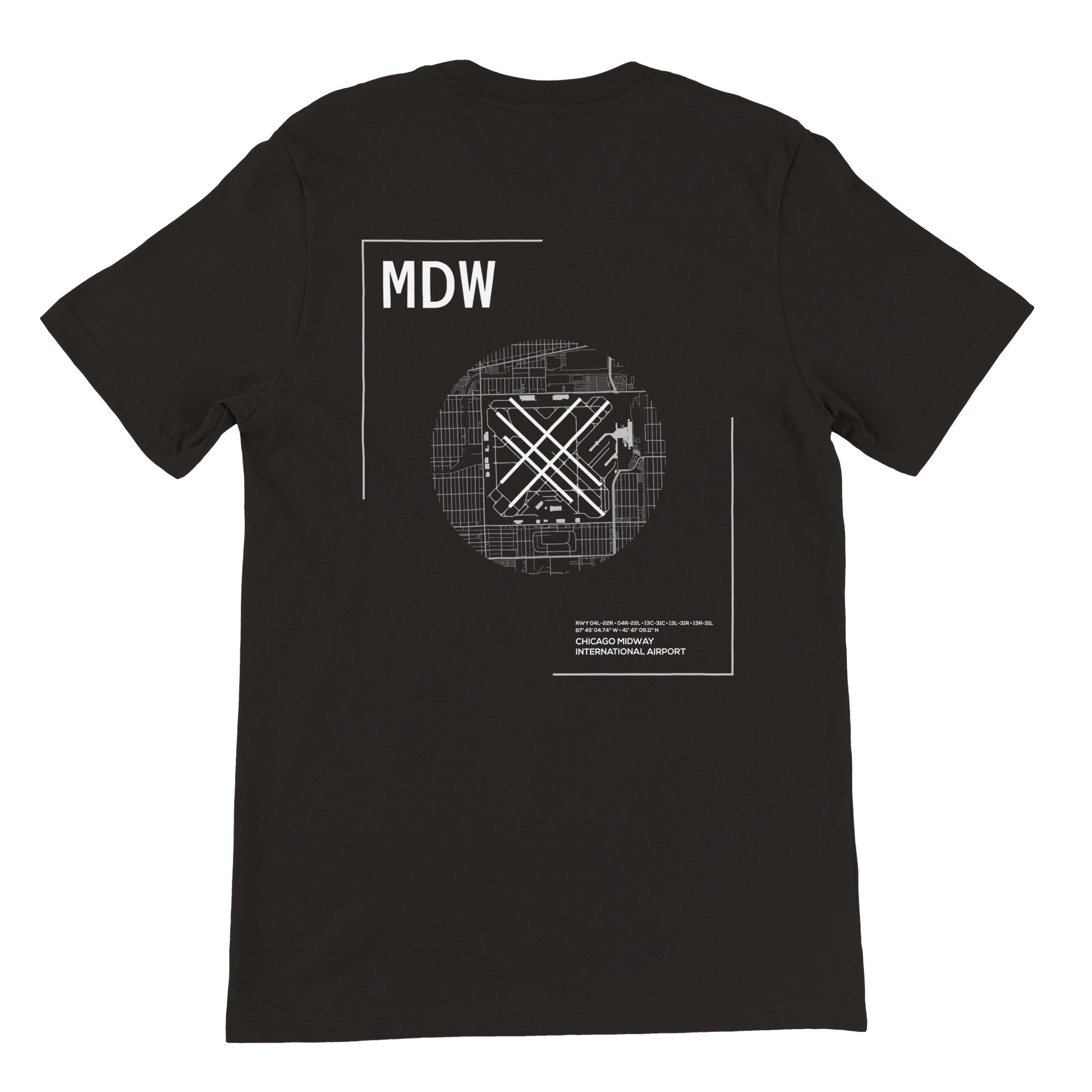 Black MDW Airport Diagram T-Shirt Back