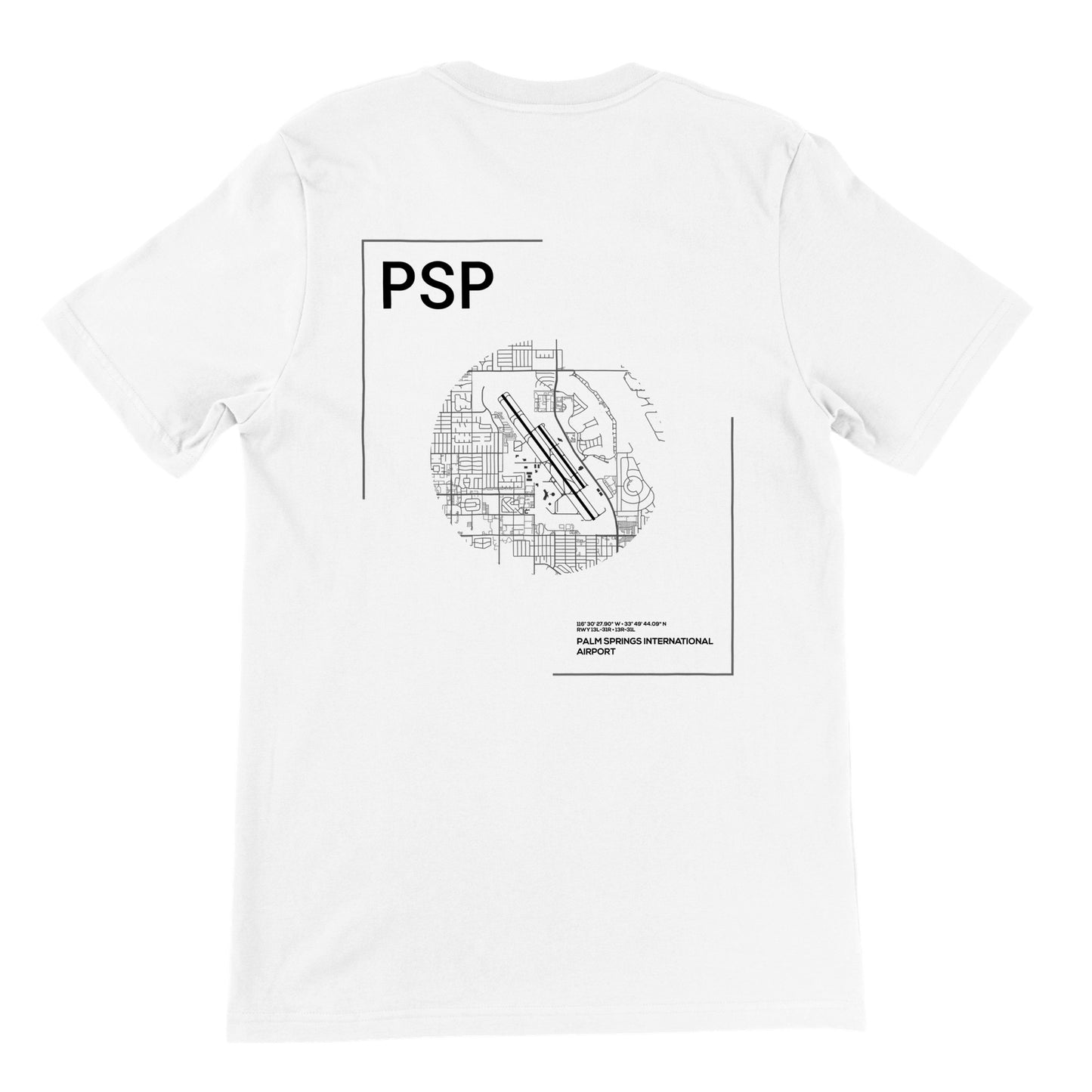 White PSP Airport Diagram T-Shirt Back