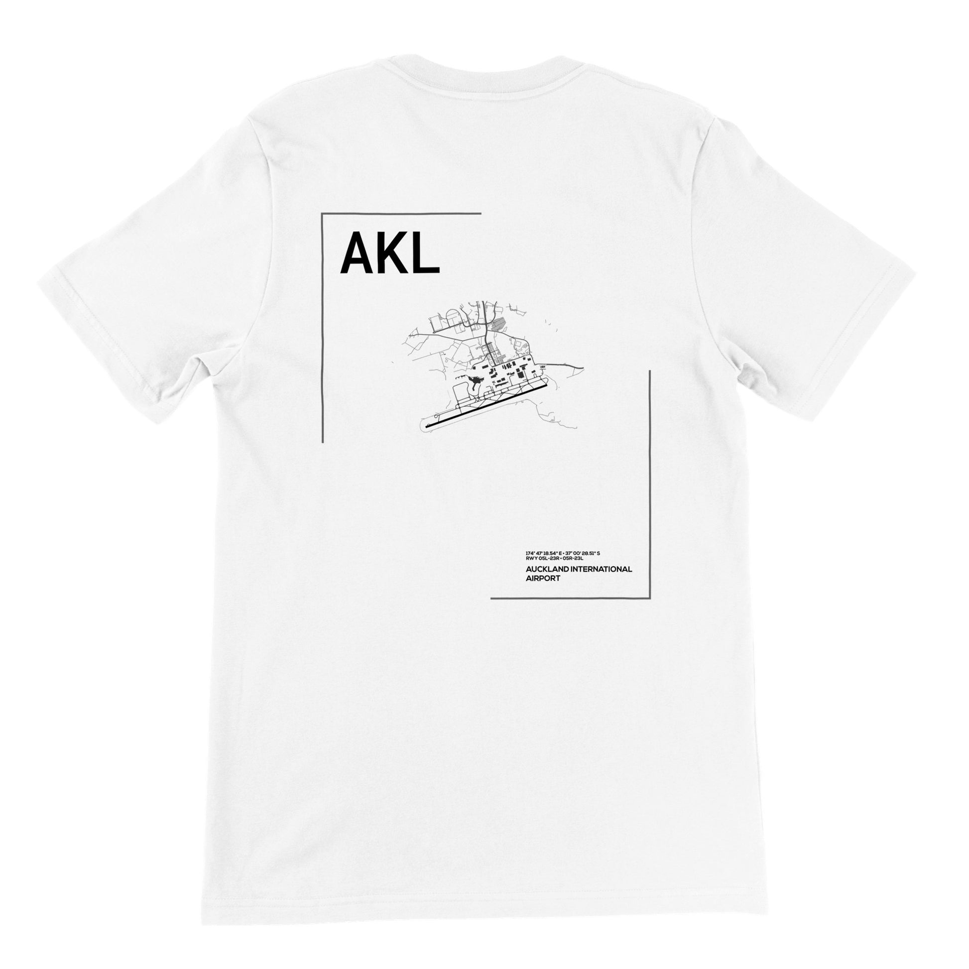 White AKL Airport Diagram T-Shirt Back