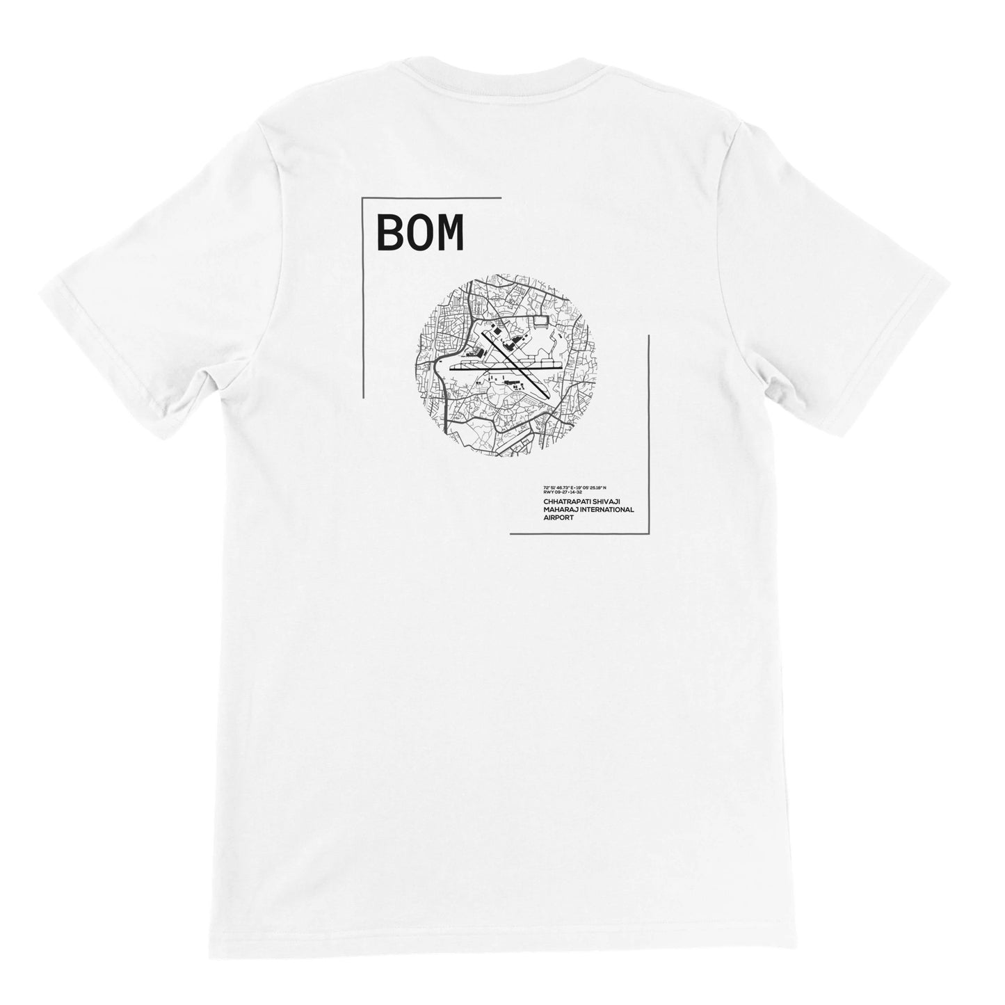 White BOM Airport Diagram T-Shirt Back