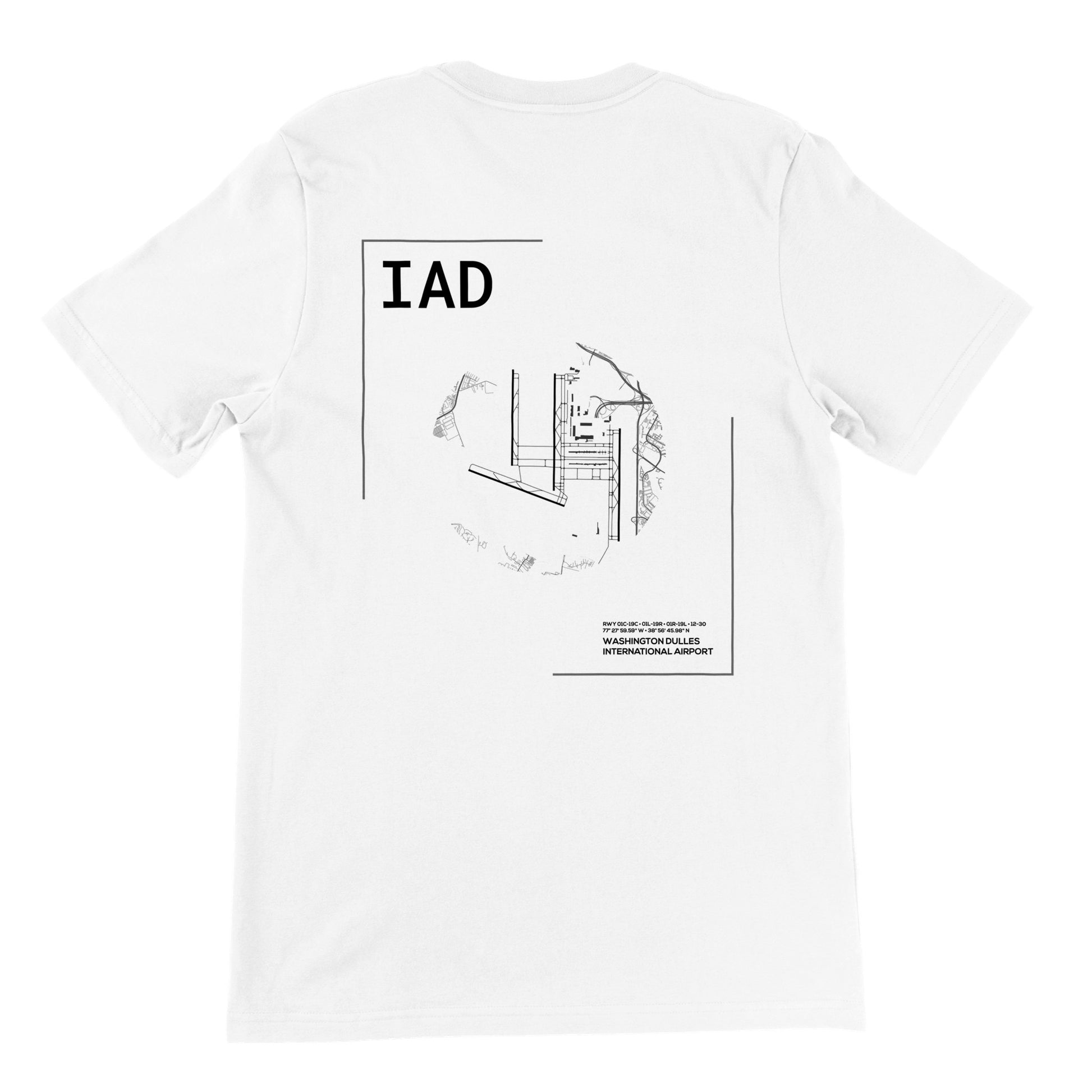 White IAD Airport Diagram T-Shirt Back