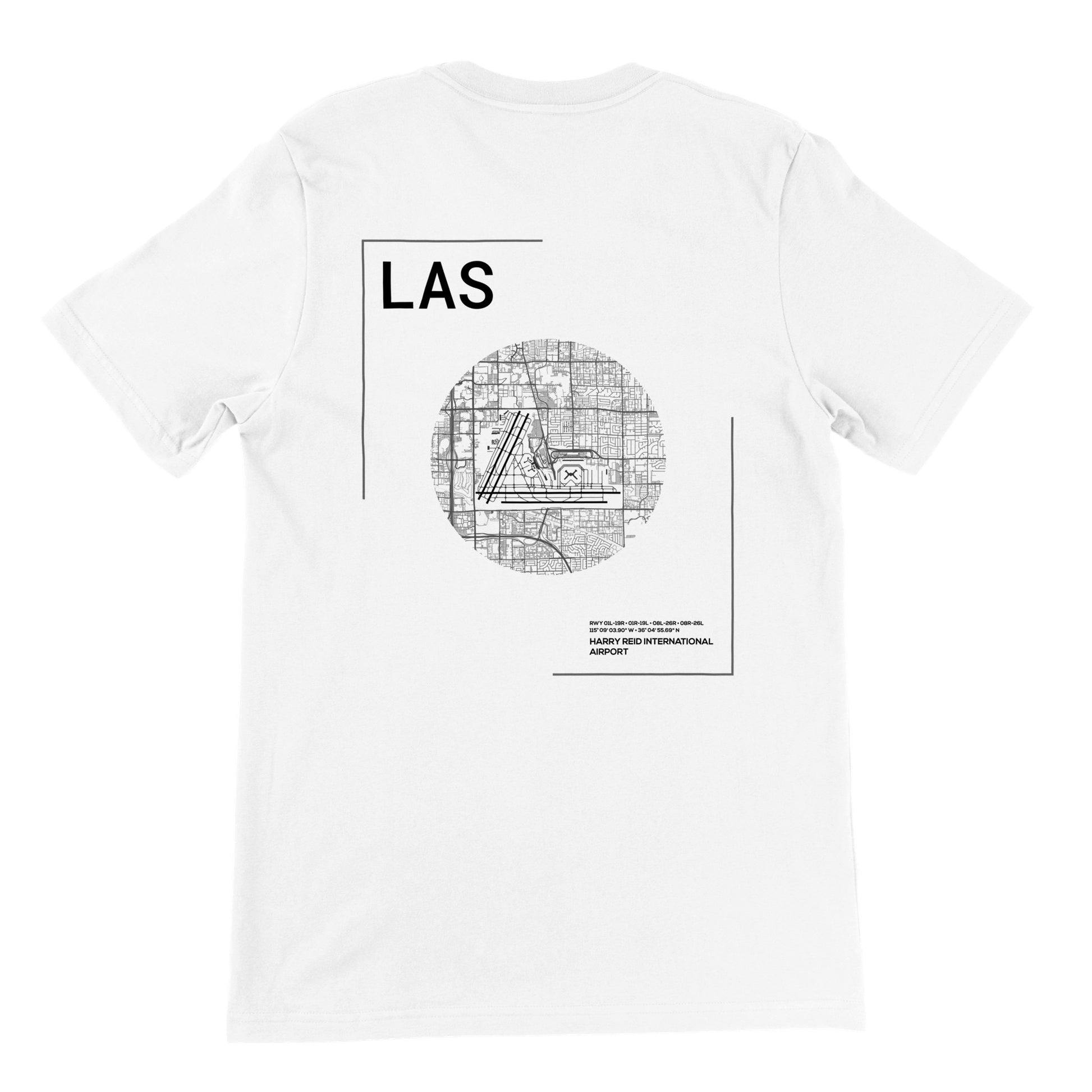 White LAS Airport Diagram T-Shirt Back