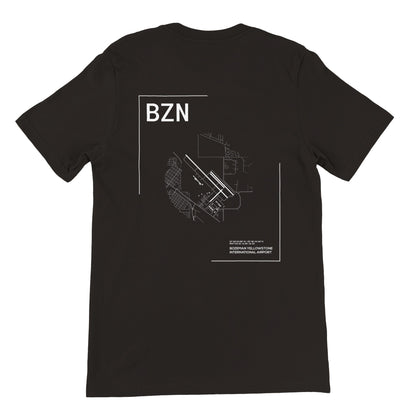 Black BZN Airport Diagram T-Shirt Back