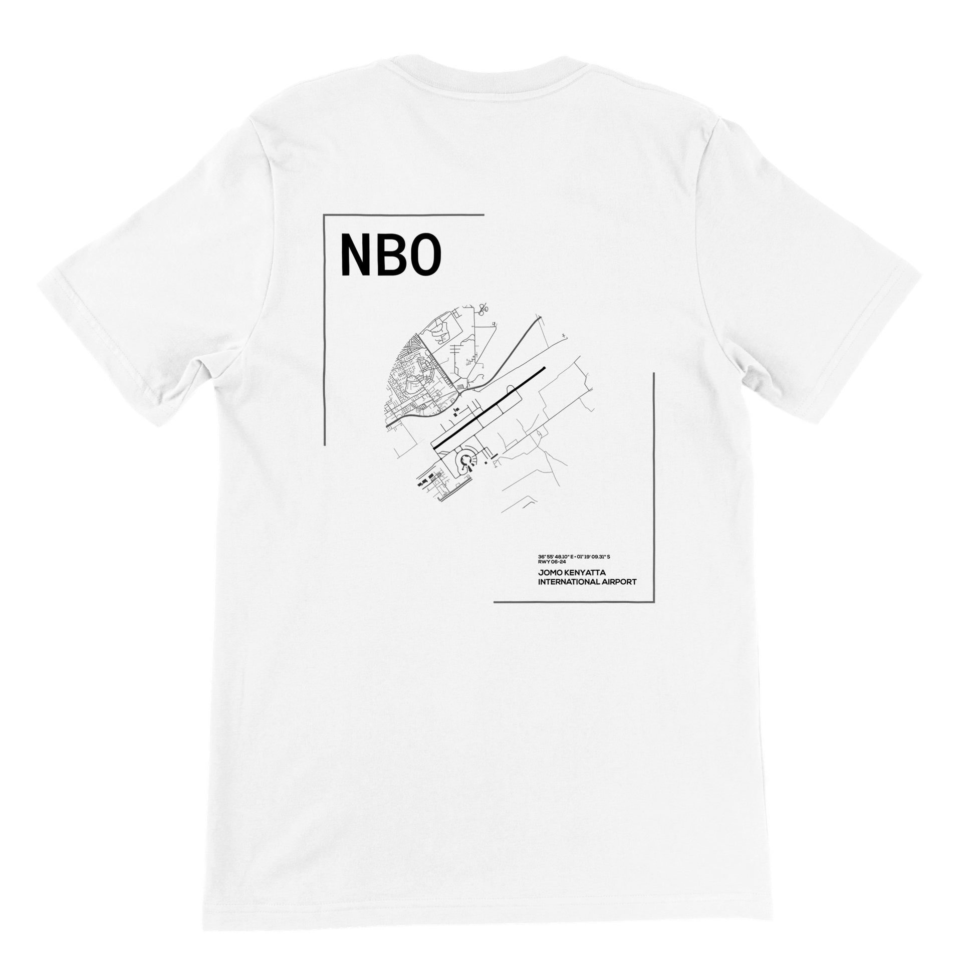 White NBO Airport Diagram T-Shirt Back