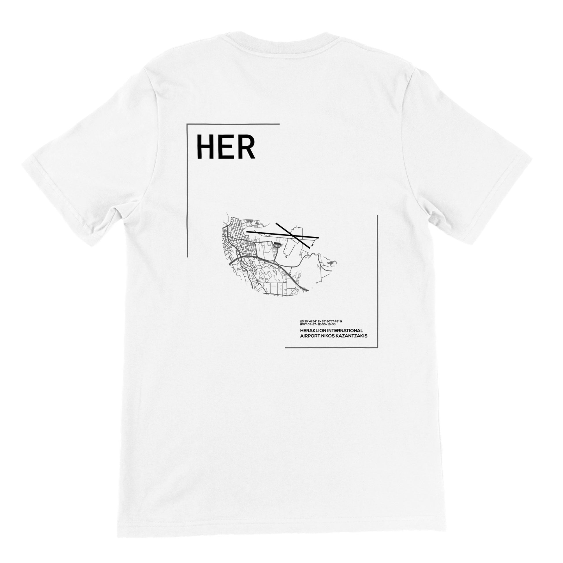 White HER Airport Diagram T-Shirt Back