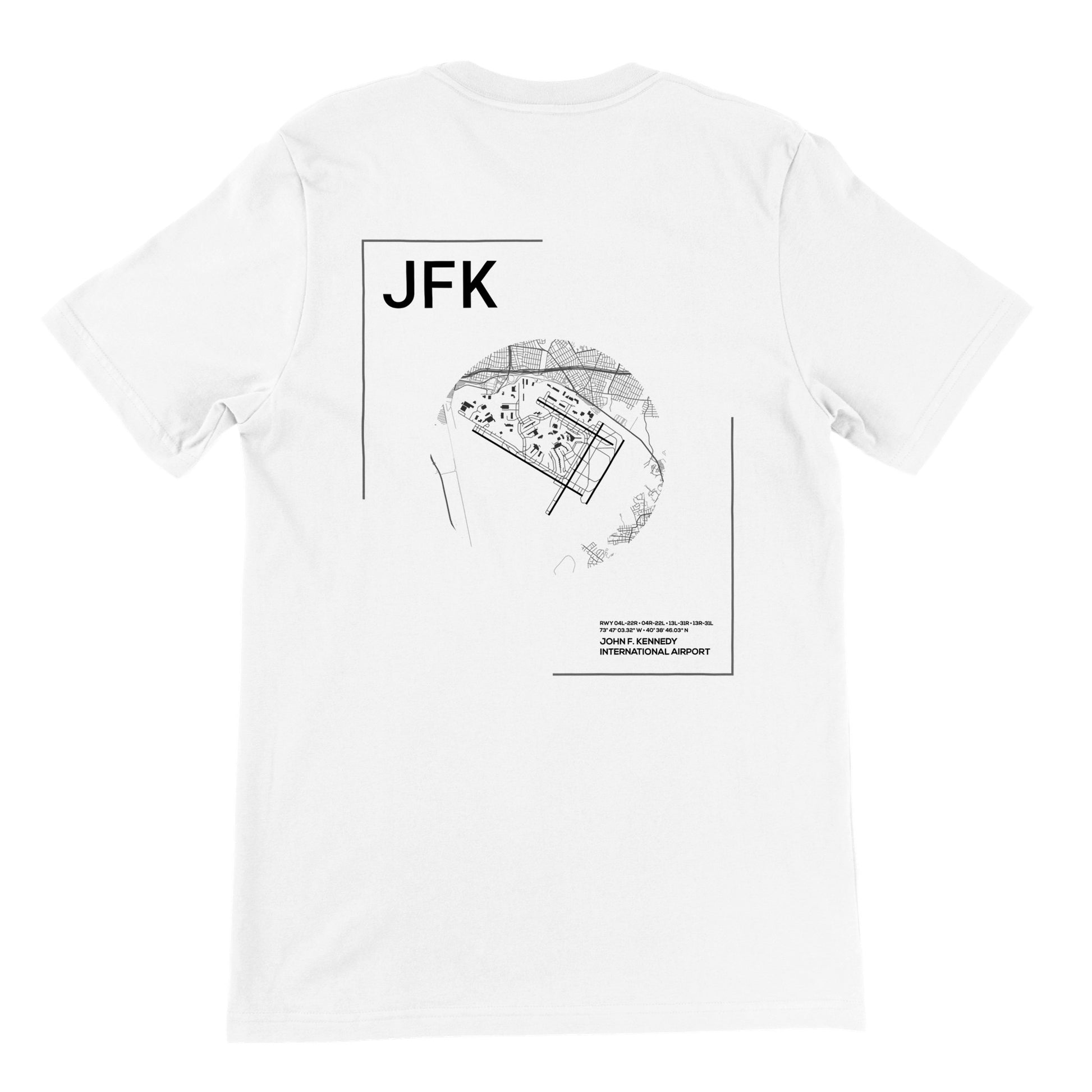 White JFK Airport Diagram T-Shirt Back