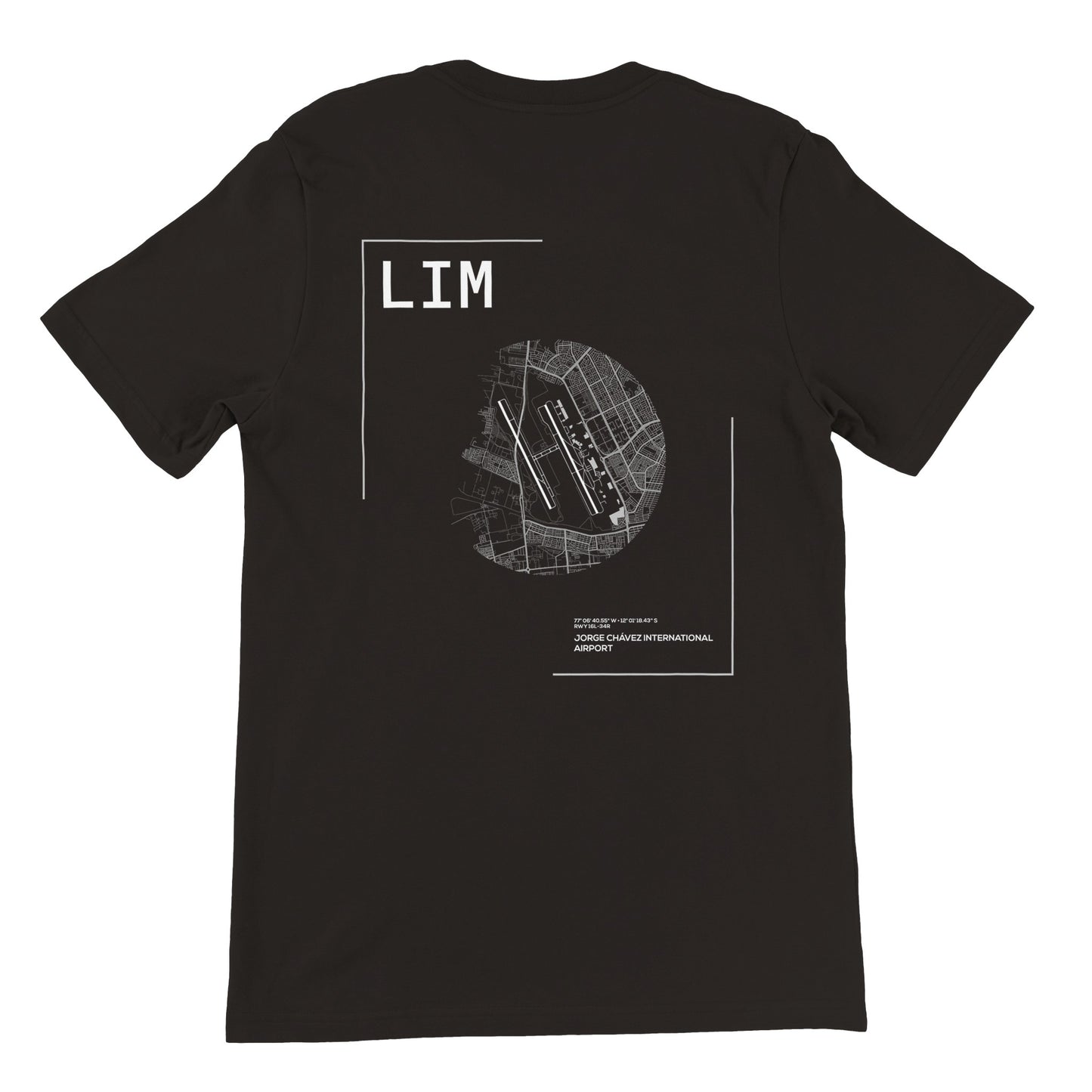 Black LIM Airport Diagram T-Shirt Back