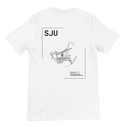 White SJU Airport Diagram T-Shirt Back