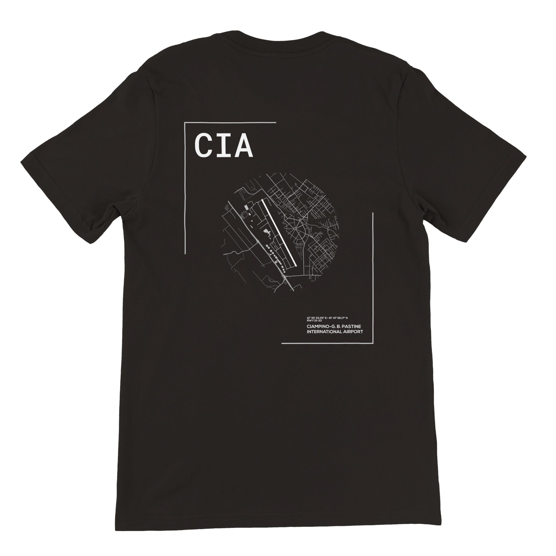 Black CIA Airport Diagram T-Shirt Back
