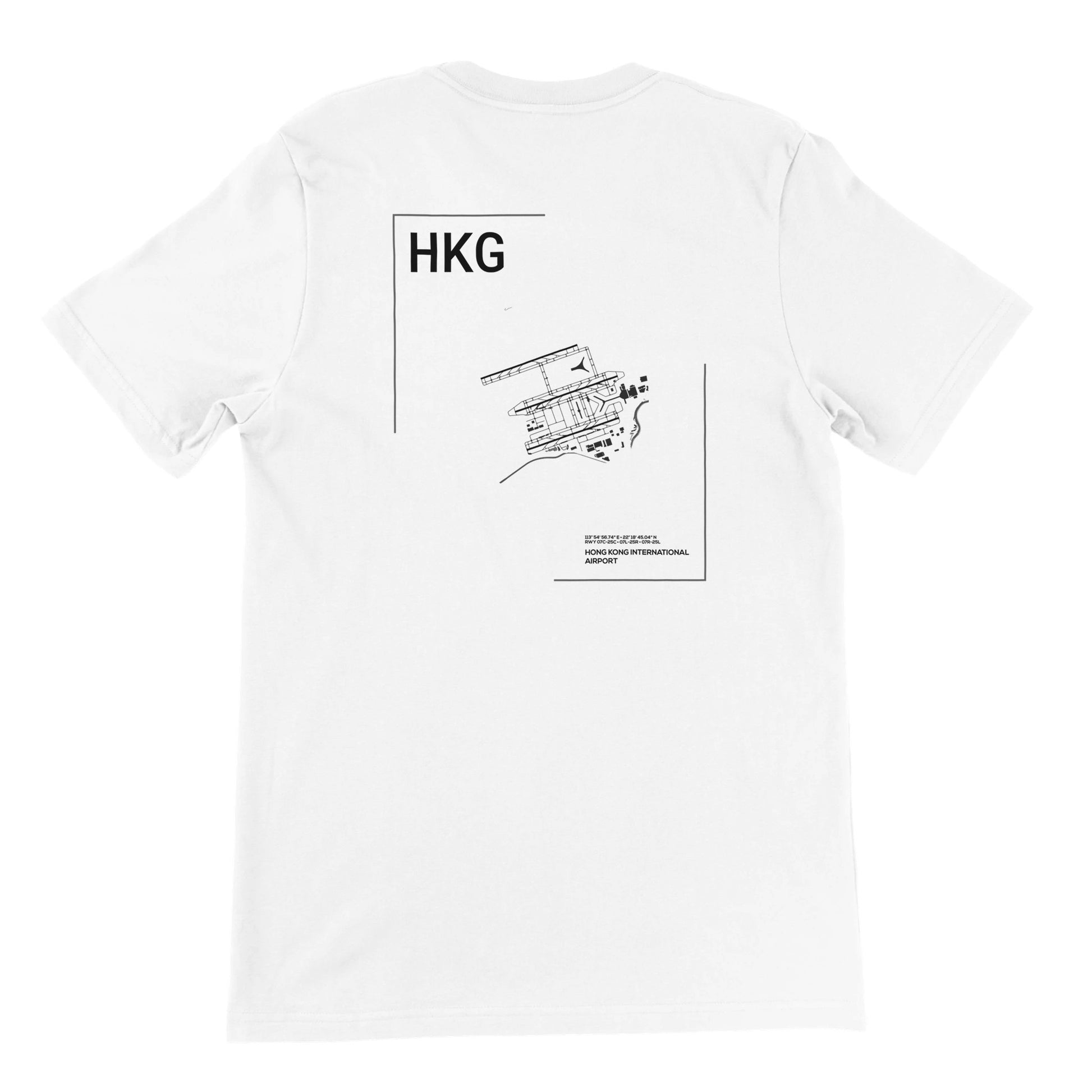 White HKG Airport Diagram T-Shirt Back