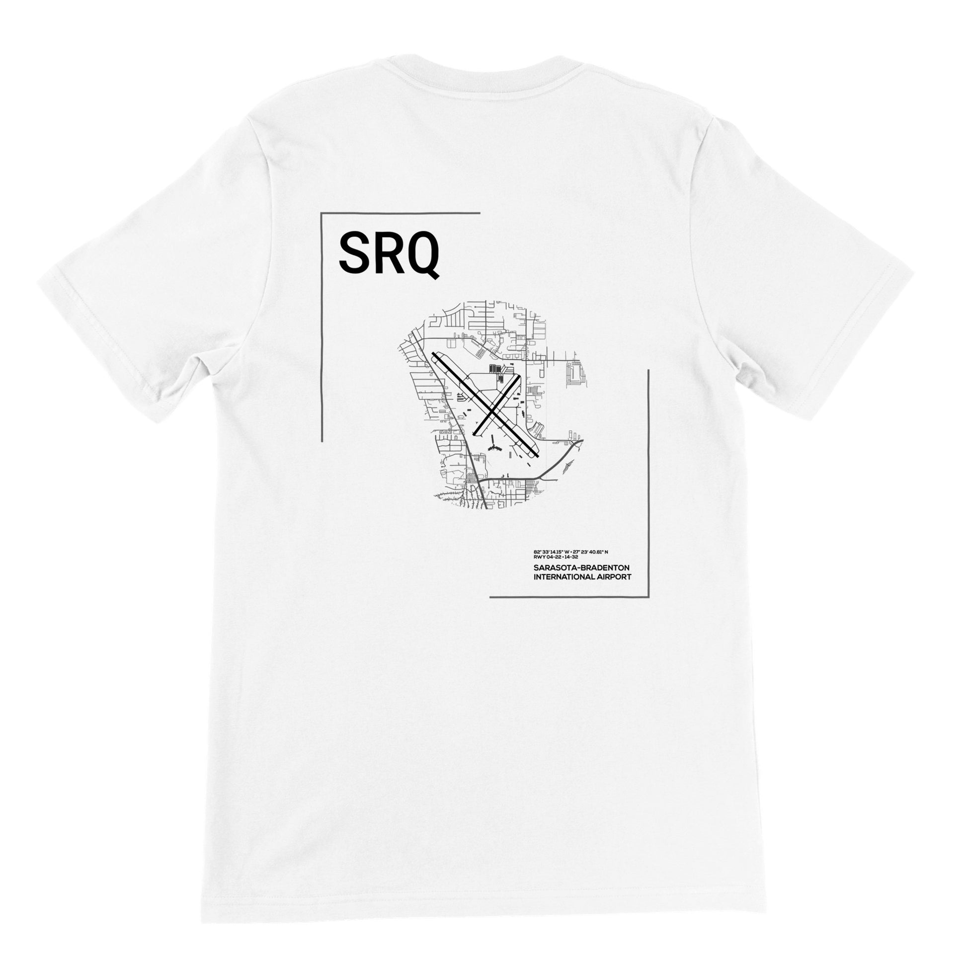White SRQ Airport Diagram T-Shirt Back