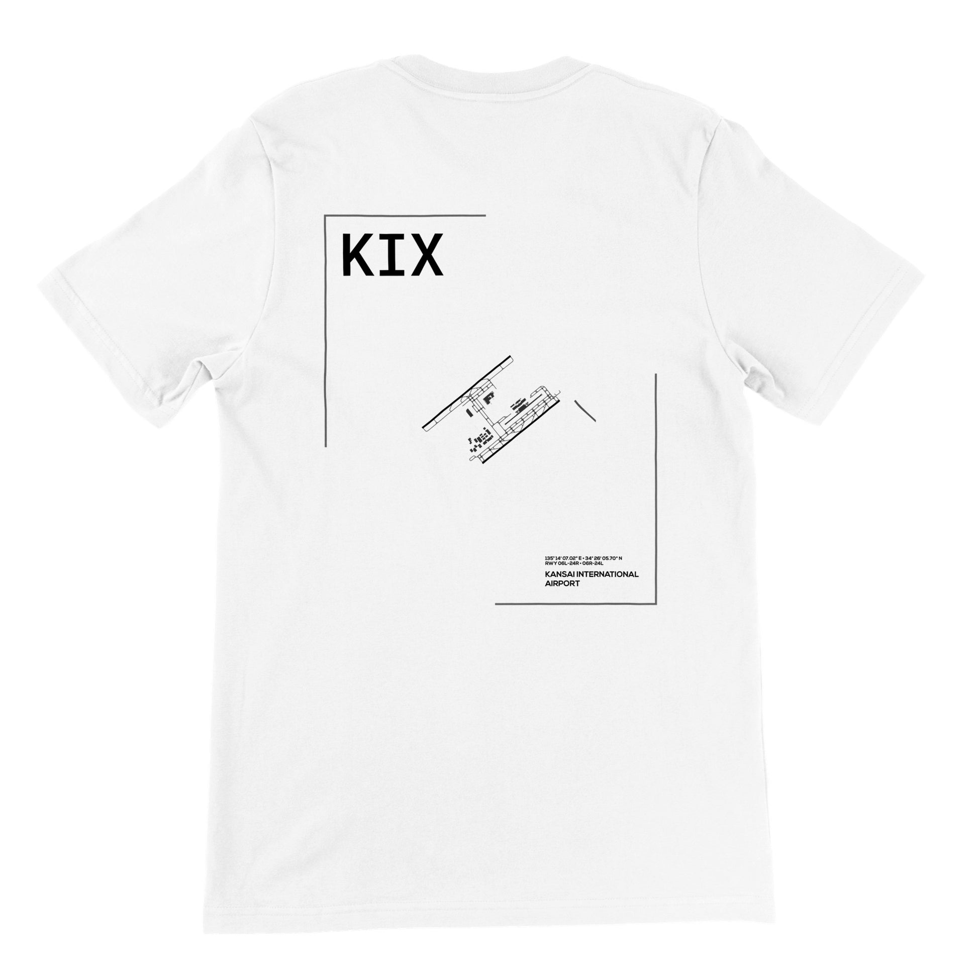White KIX Airport Diagram T-Shirt Back