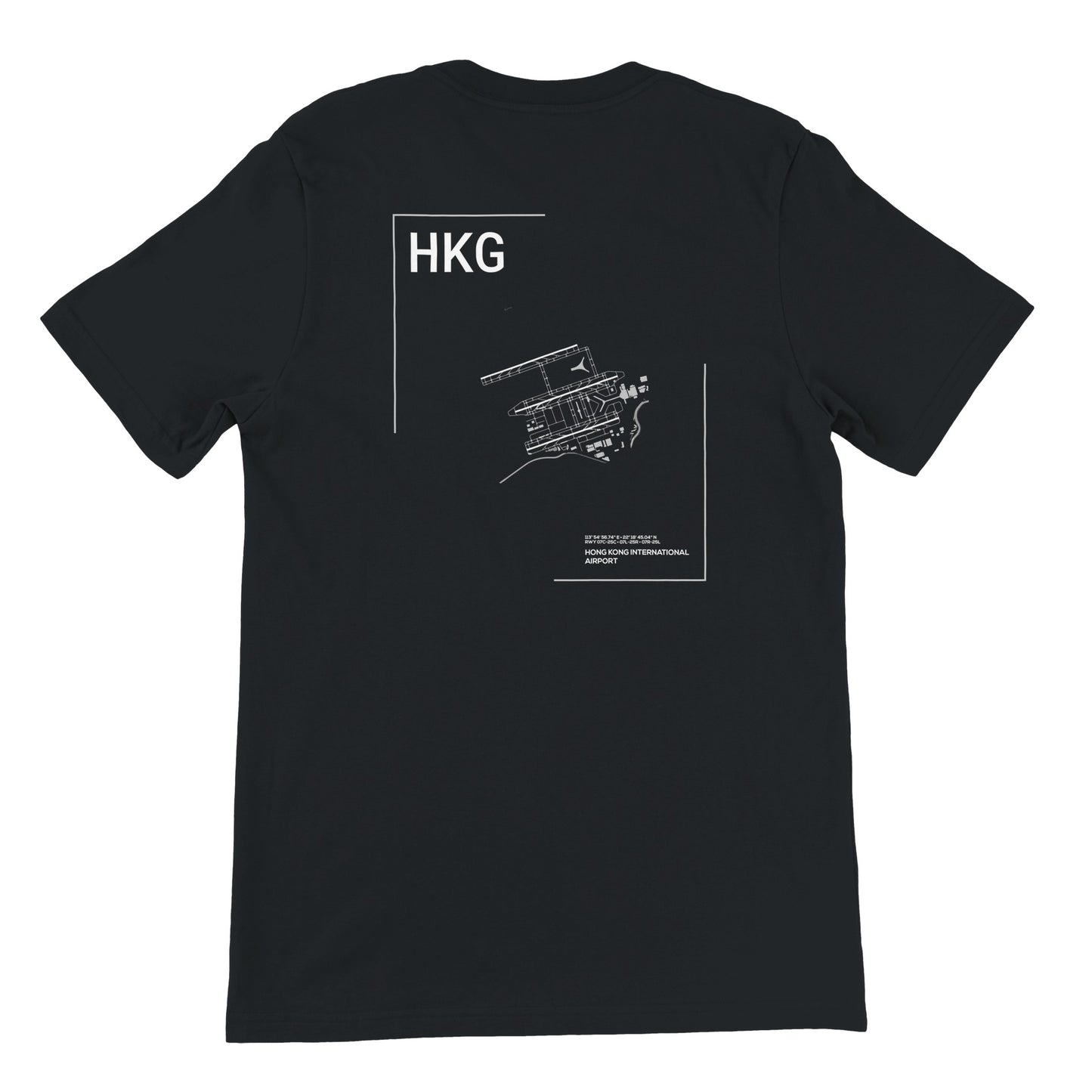 Black HKG Airport Diagram T-Shirt Back