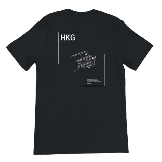Black HKG Airport Diagram T-Shirt Back
