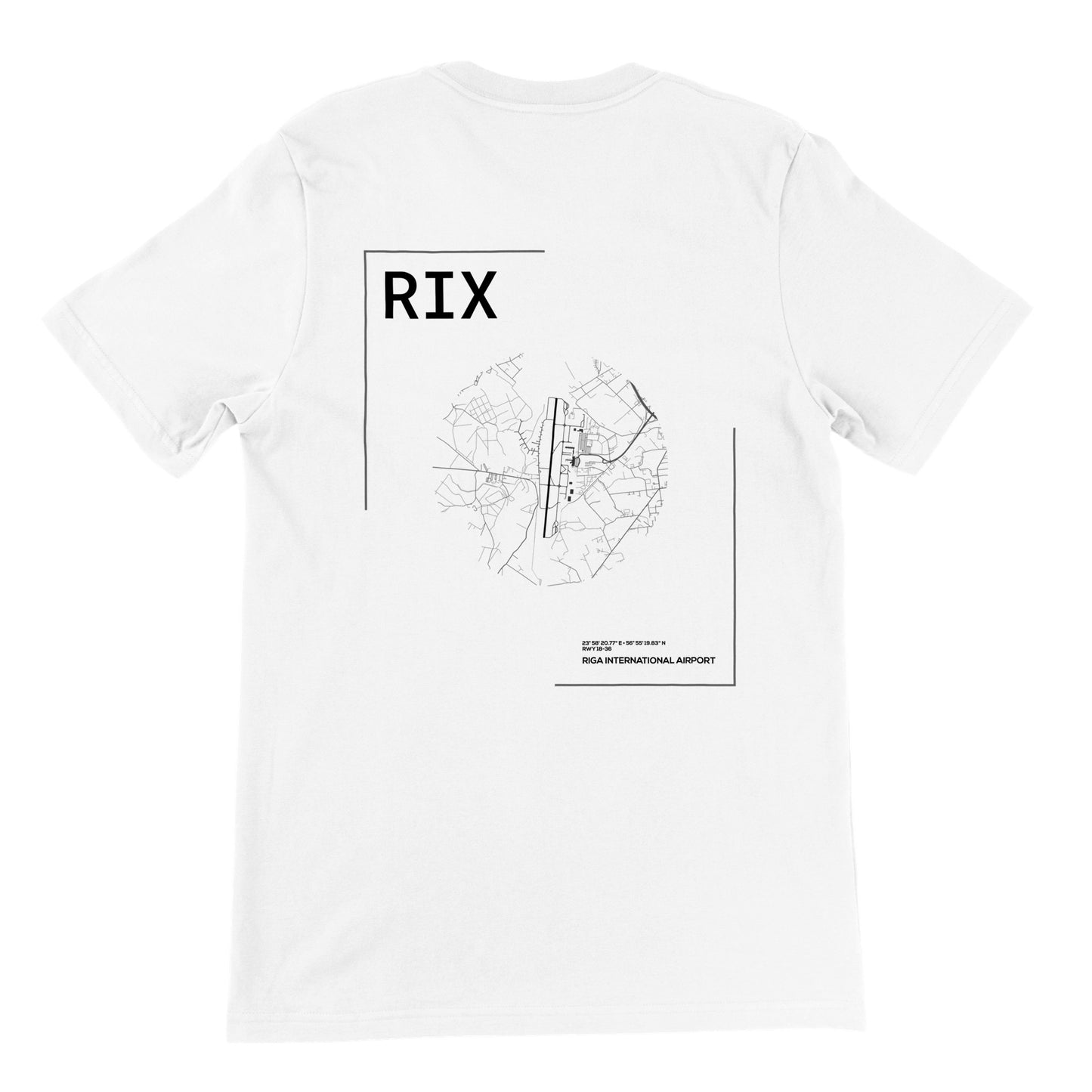 White RIX Airport Diagram T-Shirt Back
