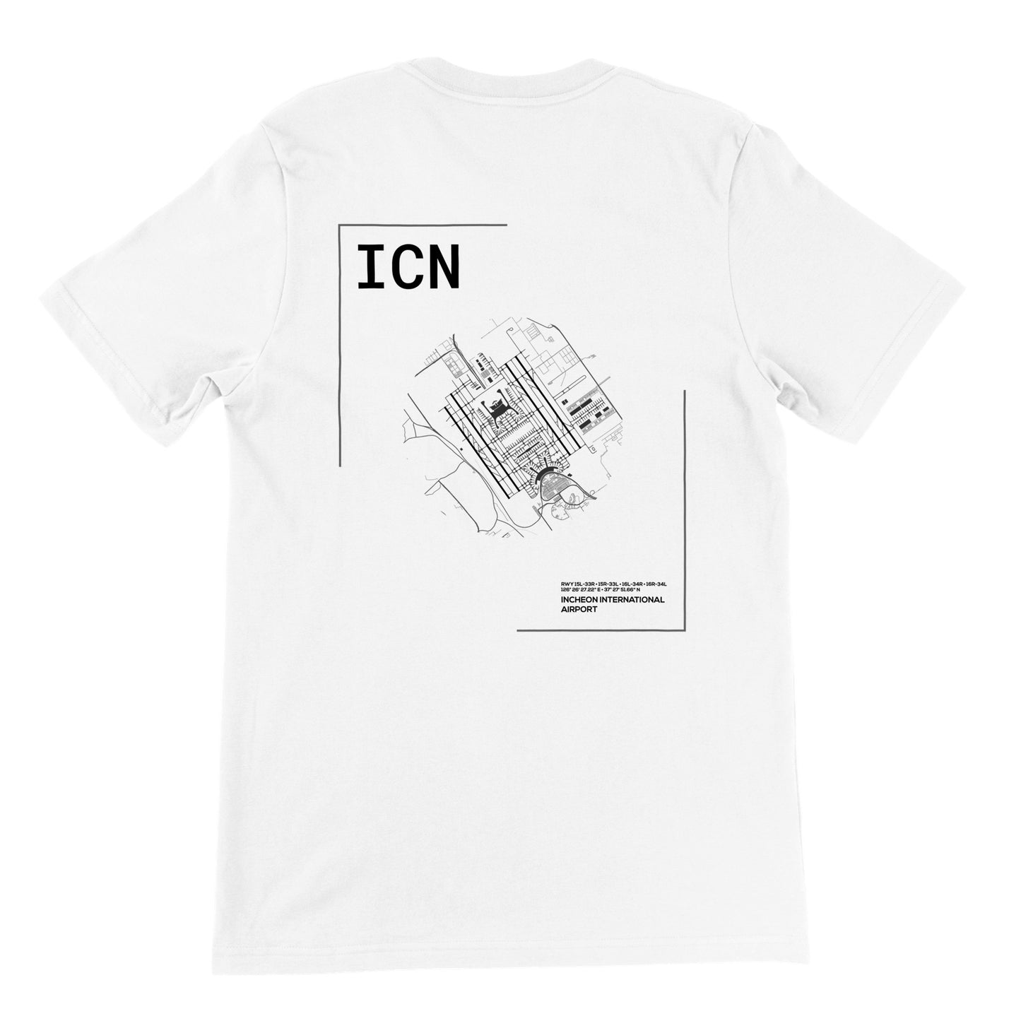 White ICN Airport Diagram T-Shirt Back