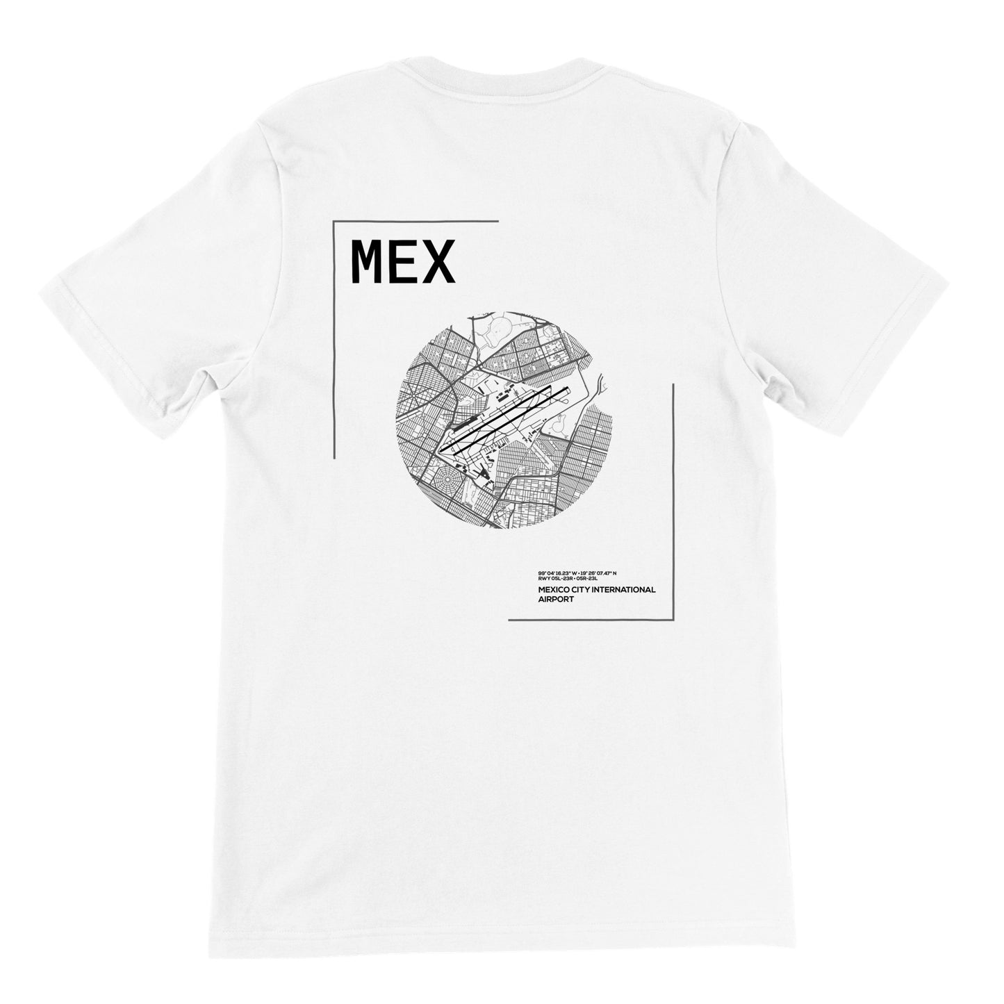 White MEX Airport Diagram T-Shirt Back